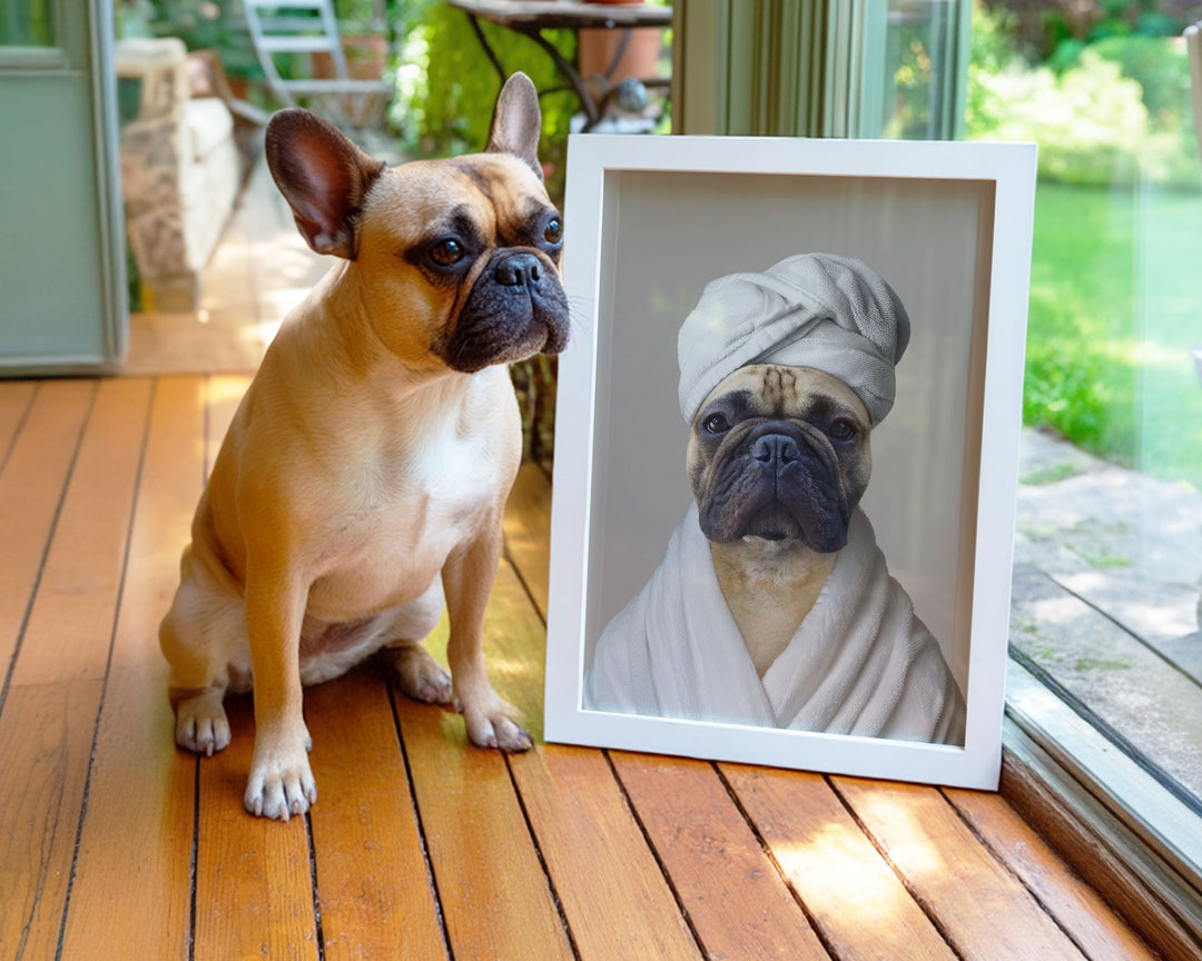 French bulldog bathroom art towel
