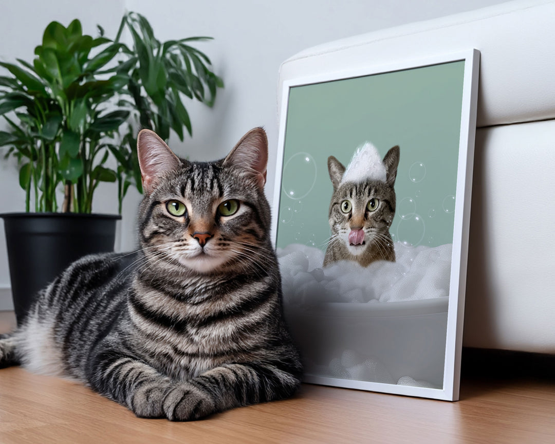 cat bathroom art bathtub unpaws