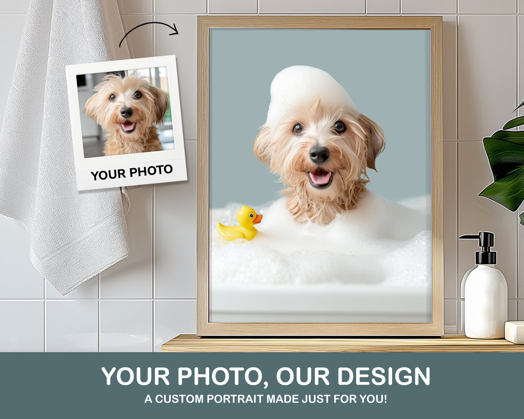 custom dog bathroom art bathtub portrait
