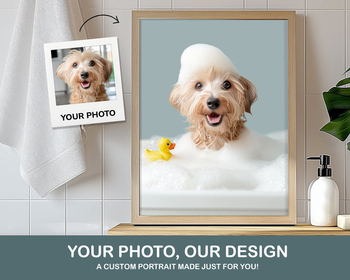 custom dog bathroom art bathtub portrait
