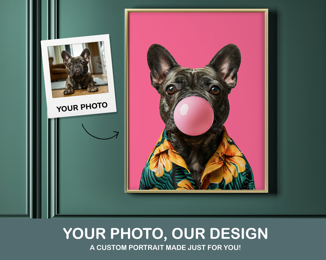 dog hawaiian shirt bubblegum custom pet portrait