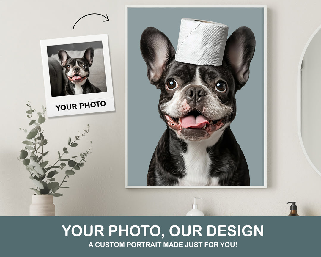 funny dog bathroom art personalized portrait