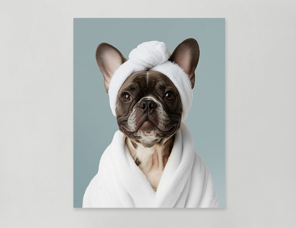 Funny Dog in Spa Robe