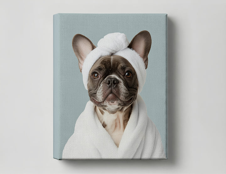 Funny Dog in Spa Robe