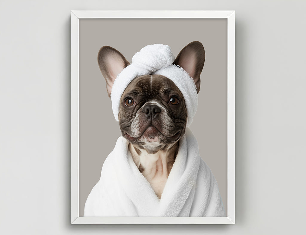 Funny Dog in Spa Robe