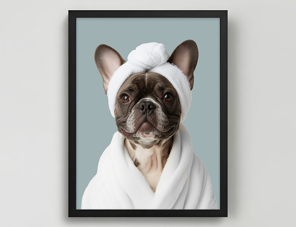 Funny Dog in Spa Robe