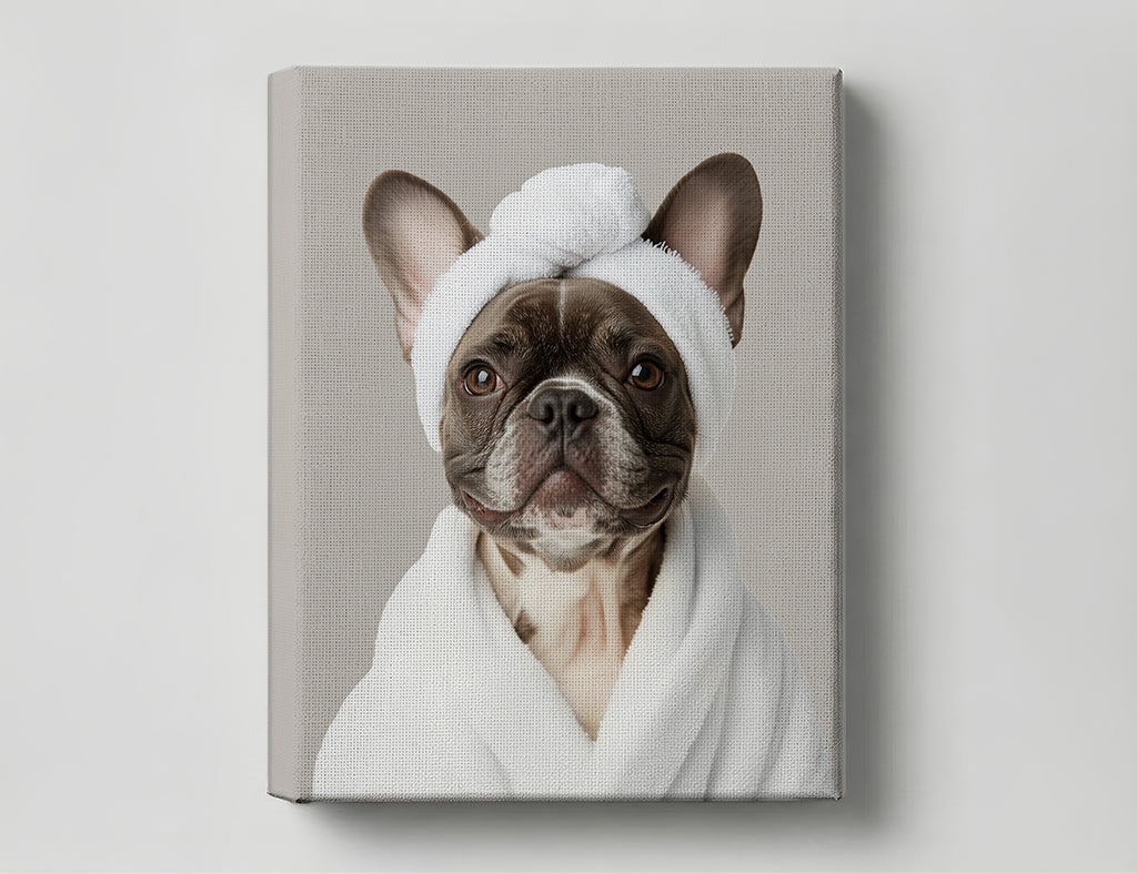 Funny Dog in Spa Robe