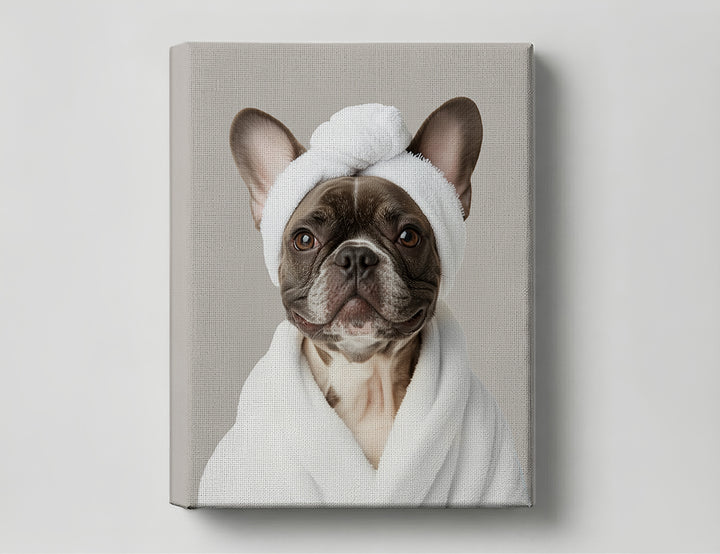 Funny Dog in Spa Robe