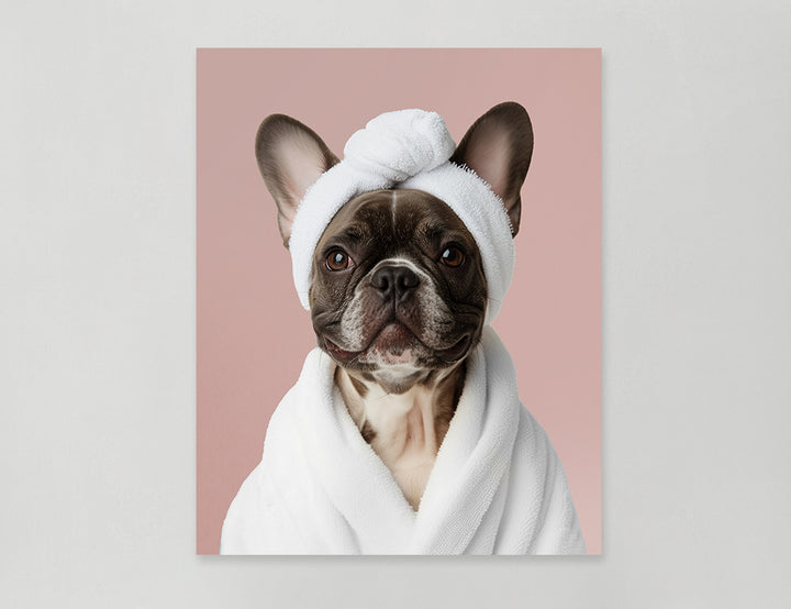 Funny Dog in Spa Robe