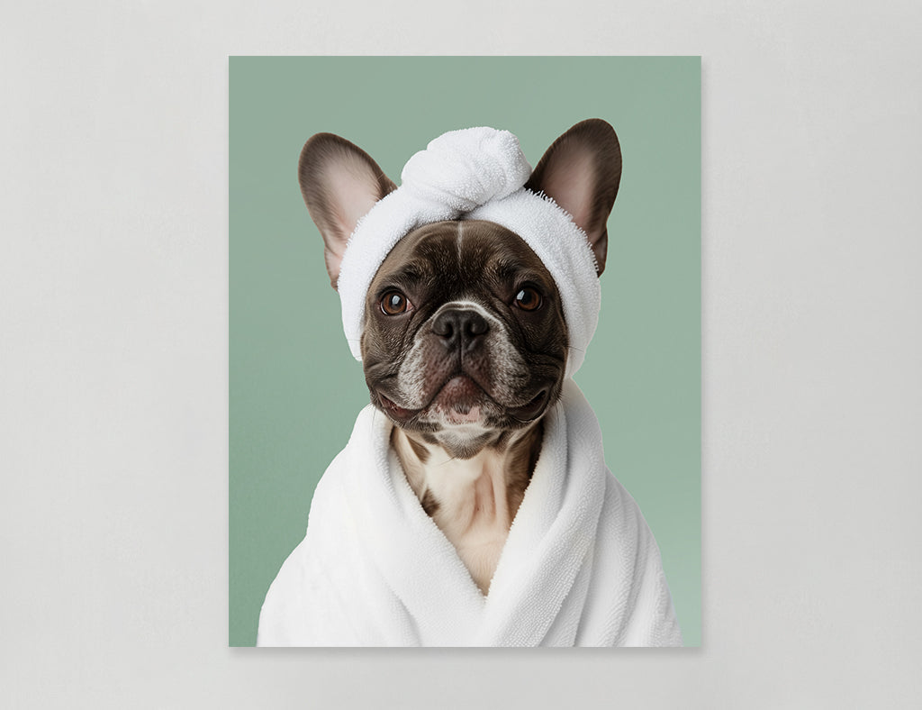 Funny Dog in Spa Robe
