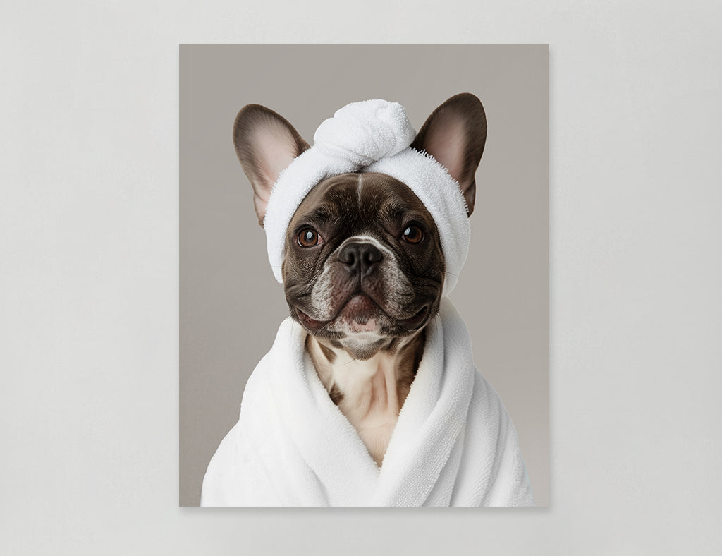 Funny Dog in Spa Robe