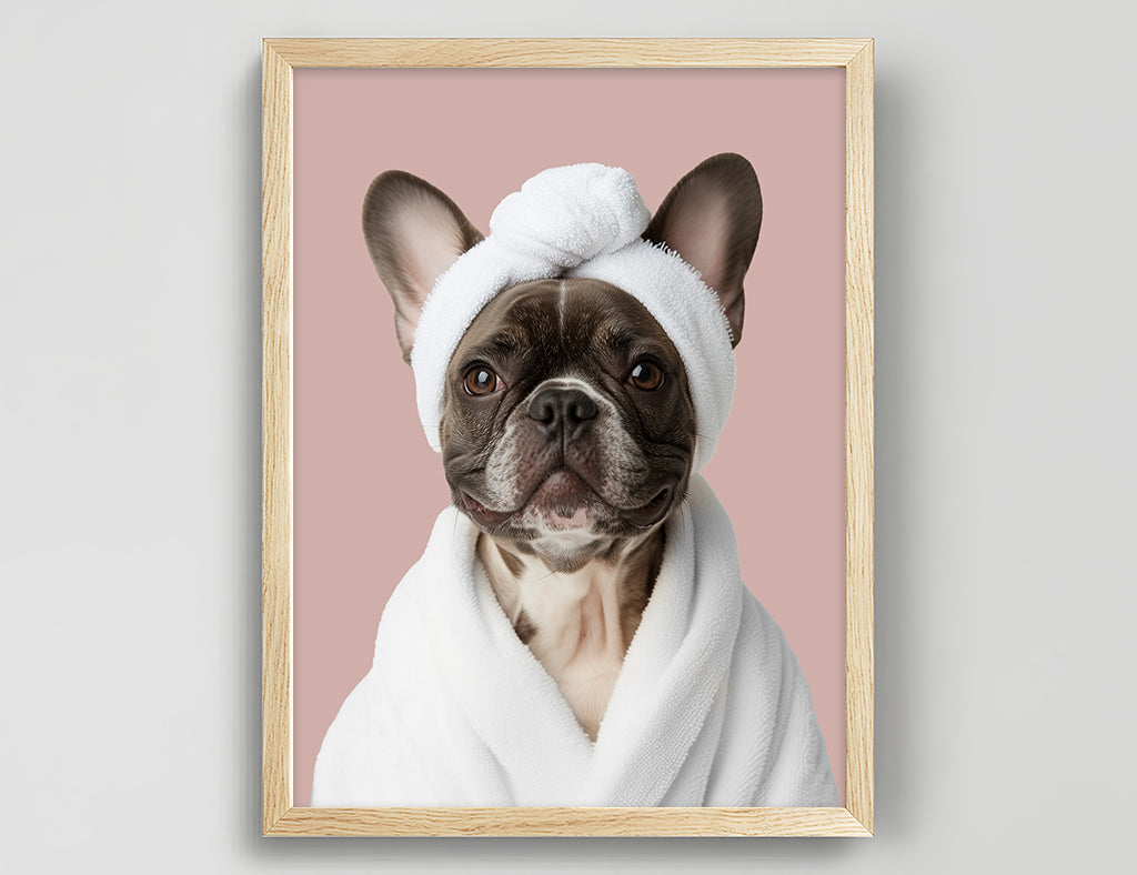 Funny Dog in Spa Robe