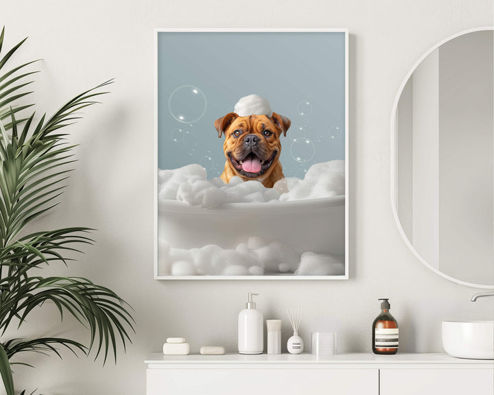 dog bathtub bathroom art