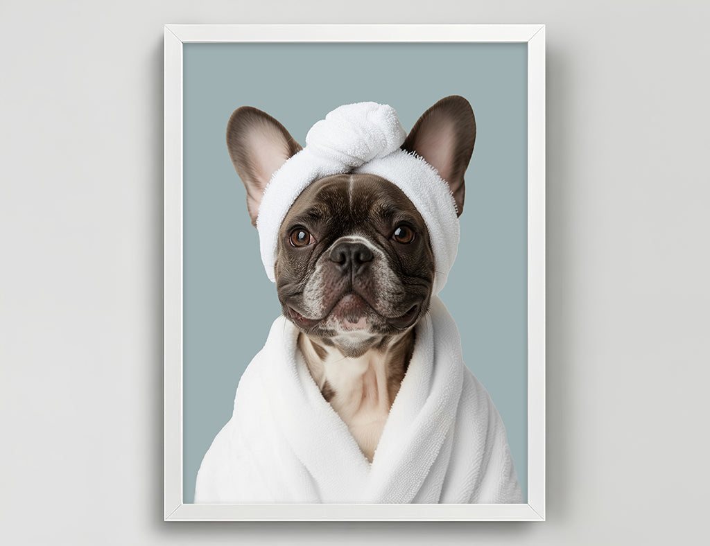 Funny Dog in Spa Robe