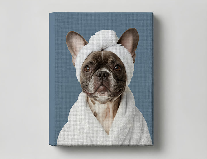 Funny Dog in Spa Robe