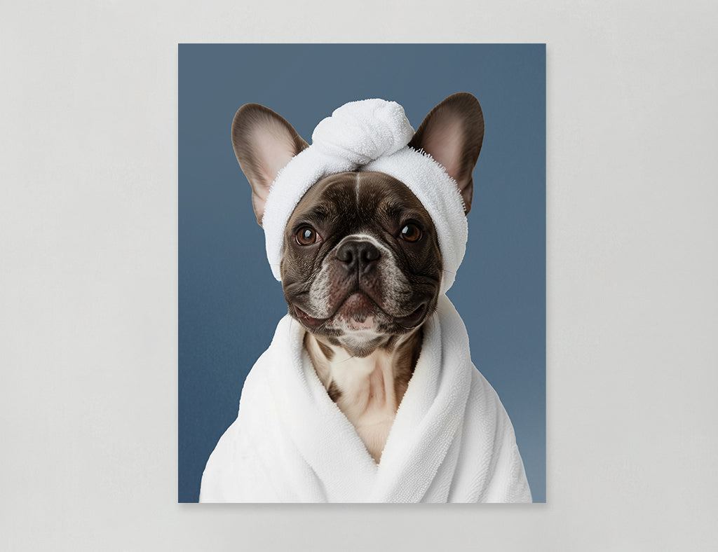 Funny Dog in Spa Robe
