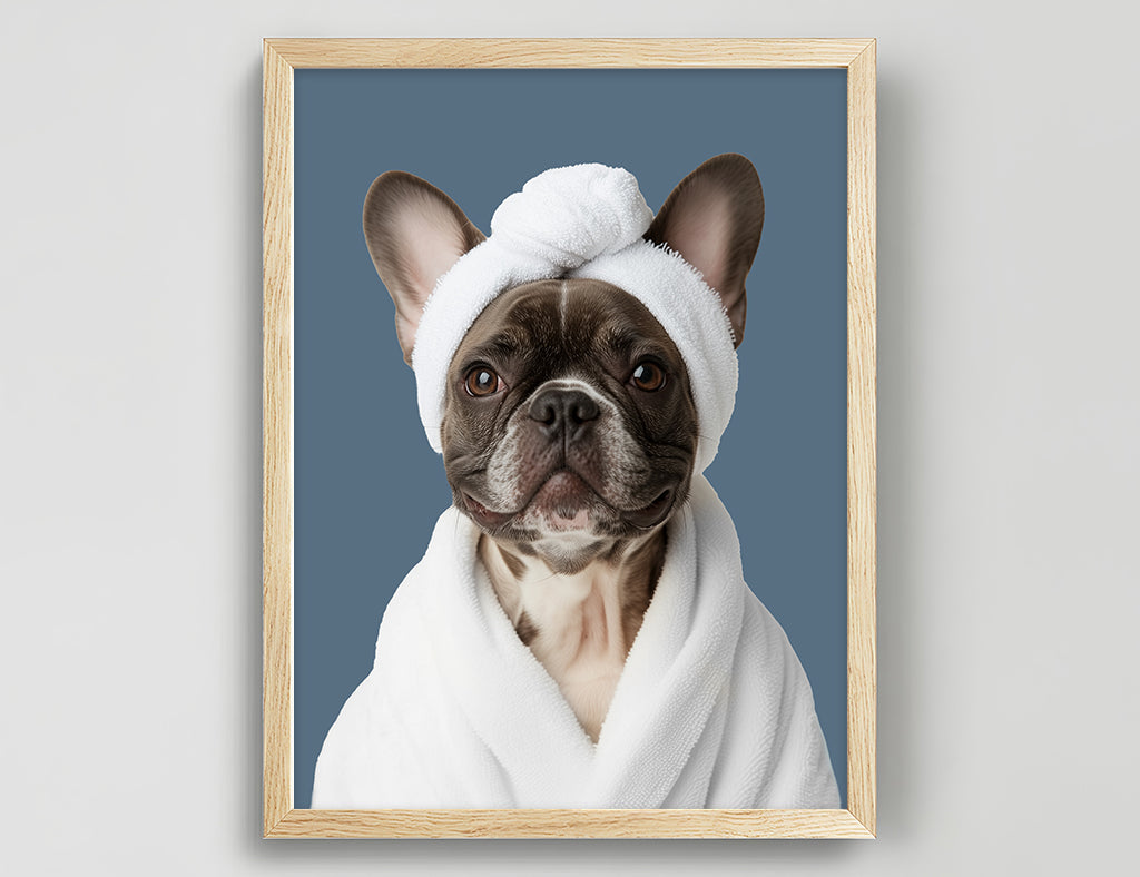Funny Dog in Spa Robe