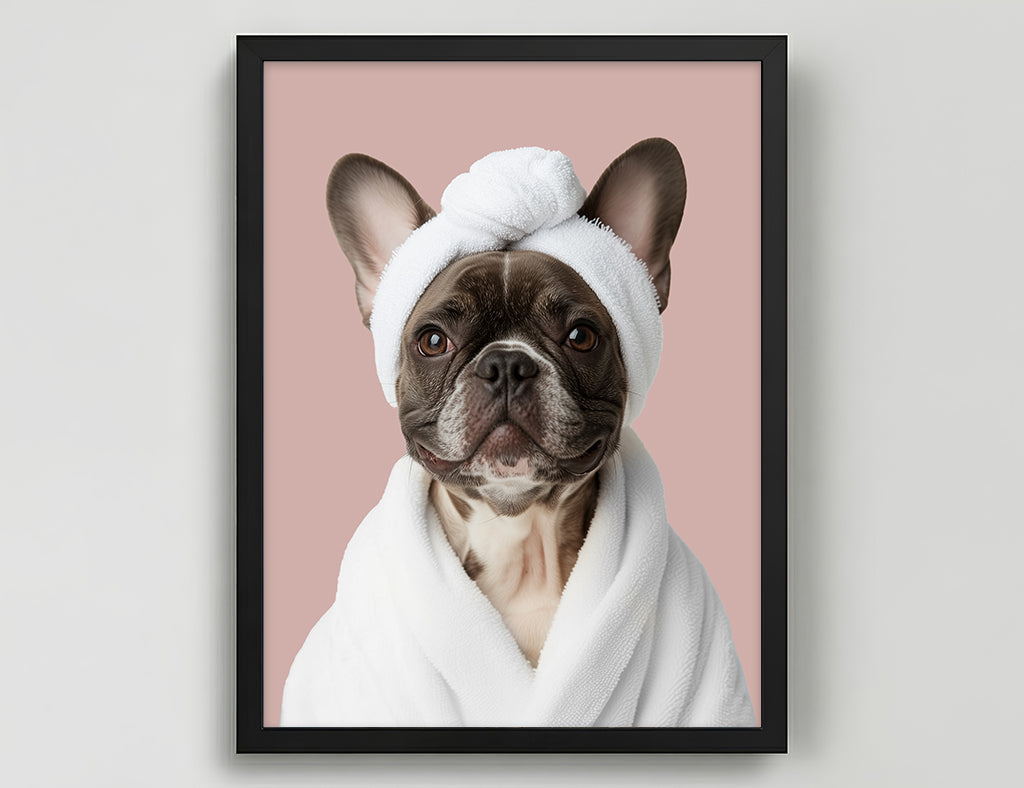 Funny Dog in Spa Robe