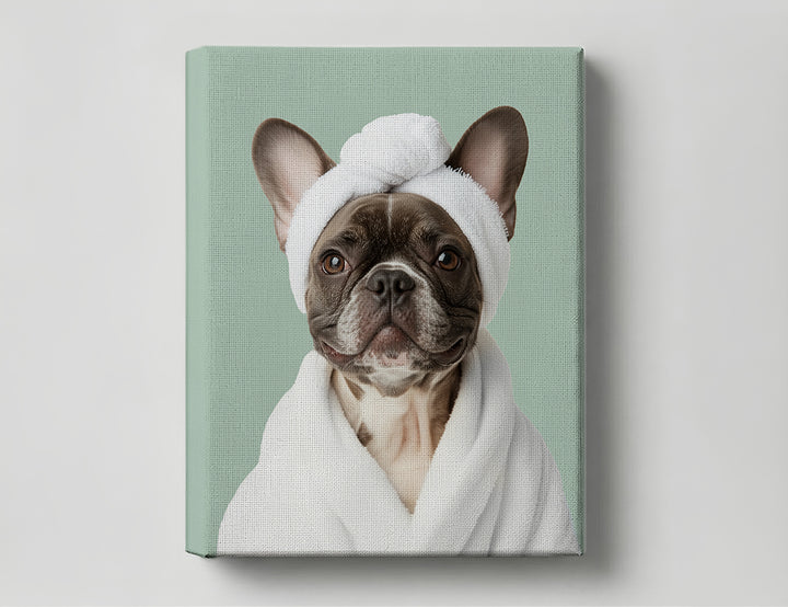 Funny Dog in Spa Robe