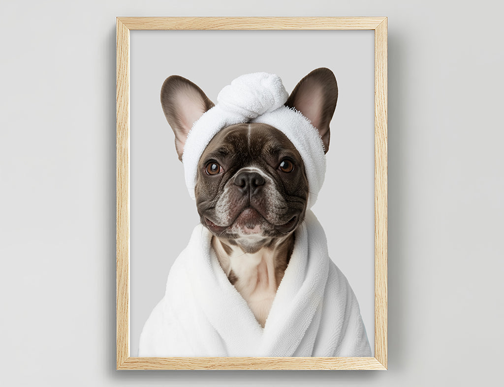 Funny Dog in Spa Robe