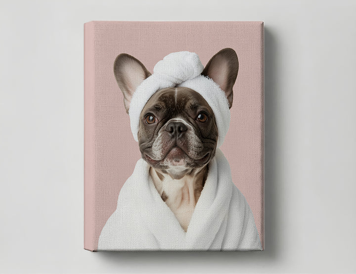 Funny Dog in Spa Robe