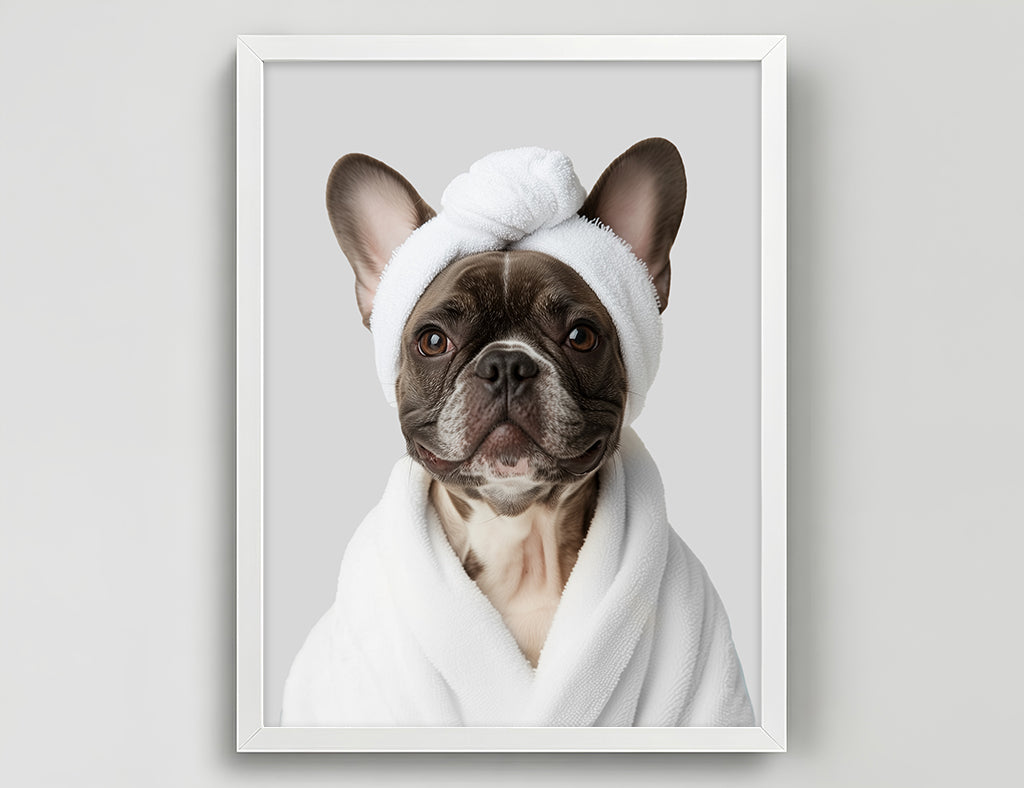Funny Dog in Spa Robe