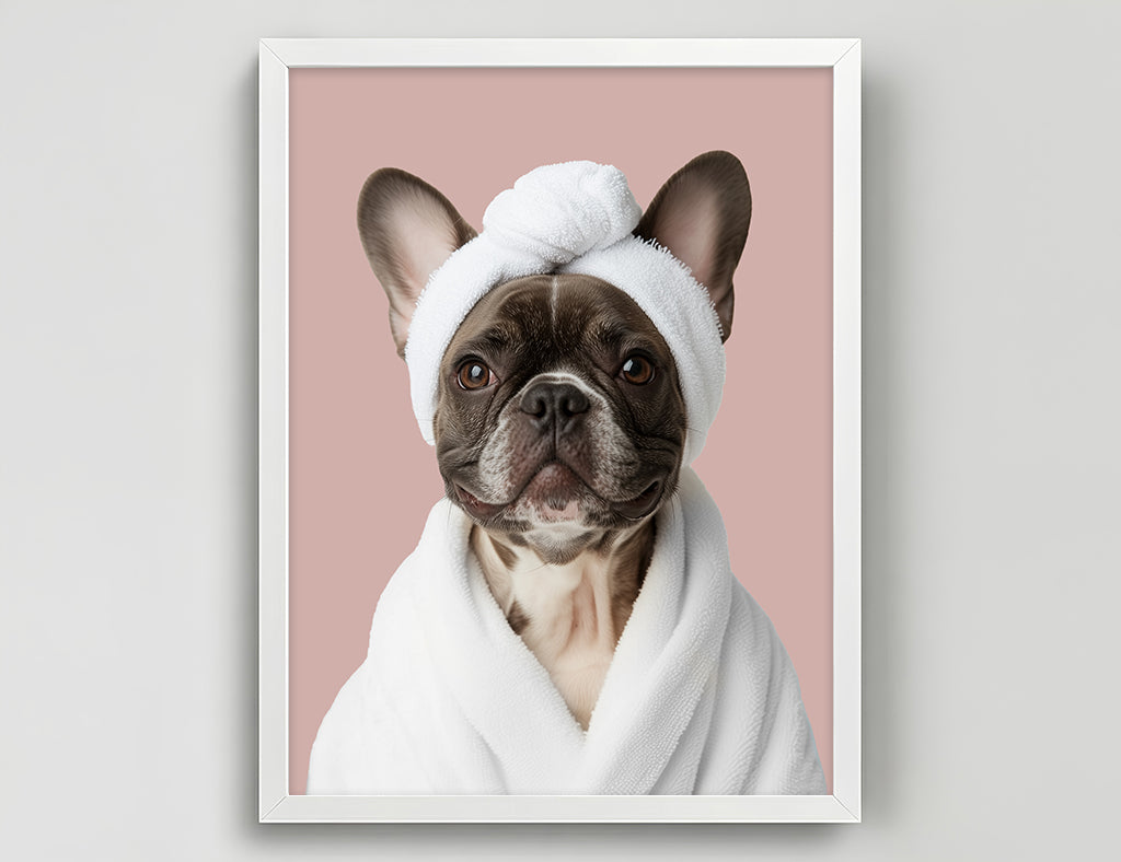 Funny Dog in Spa Robe