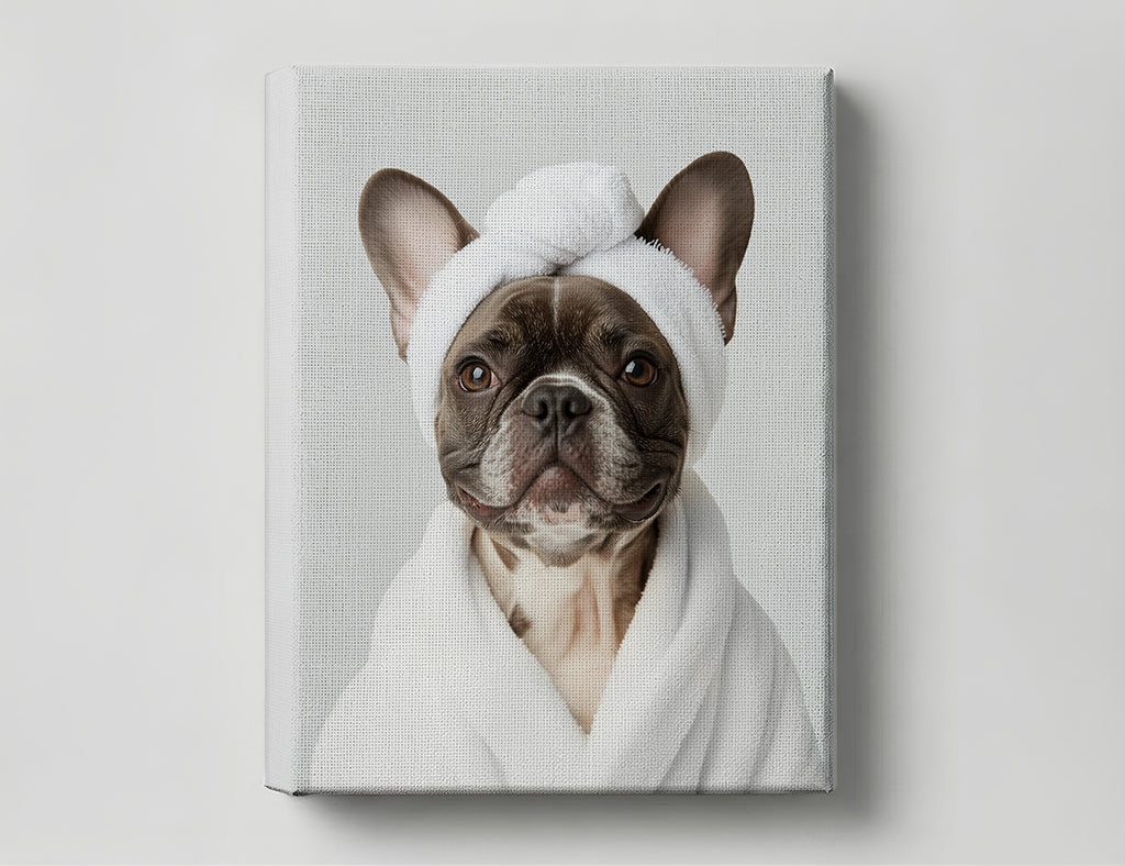 Funny Dog in Spa Robe