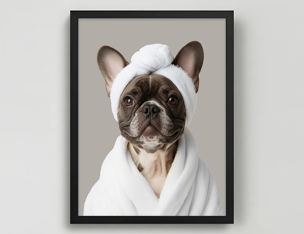 Funny Dog in Spa Robe