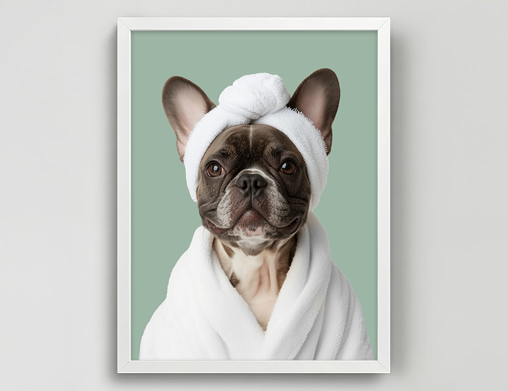 Funny Dog in Spa Robe
