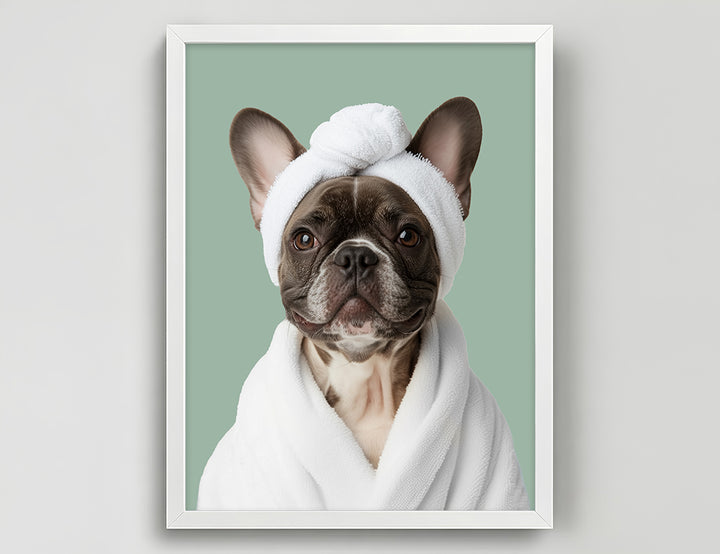 Funny Dog in Spa Robe