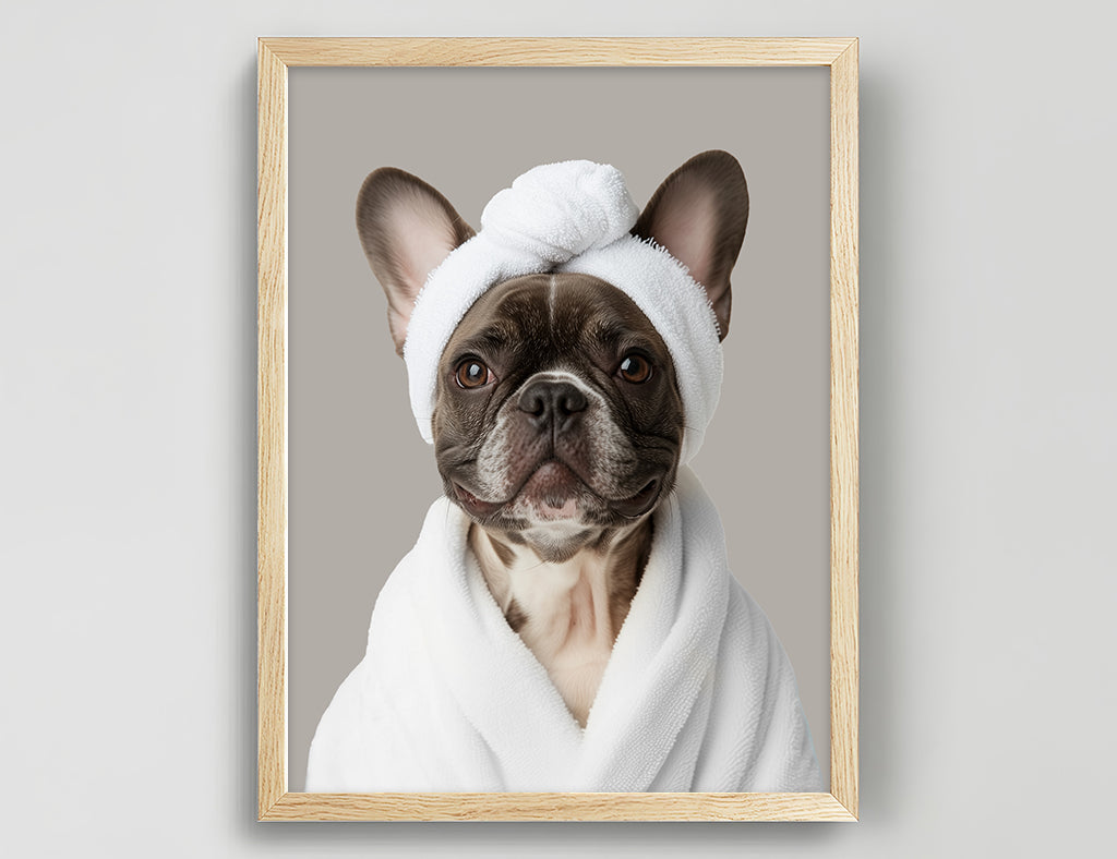 Funny Dog in Spa Robe