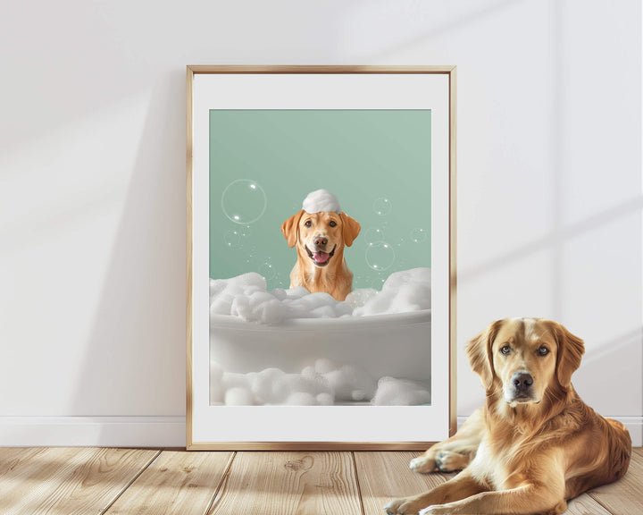 bathtub dog poster